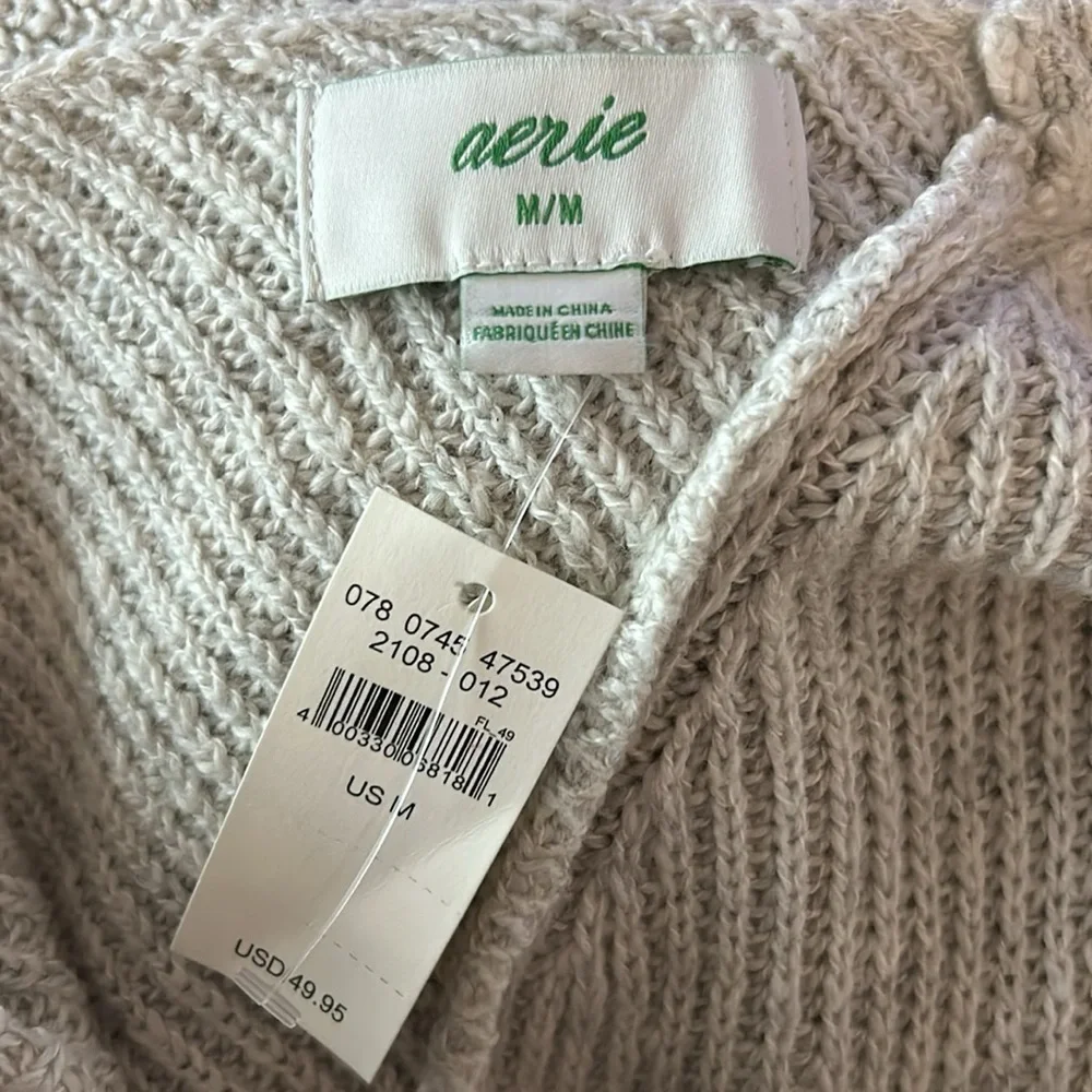 Aerie open back knit Sweater beige size medium NWT